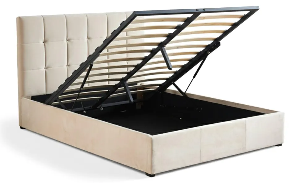 Pack Lit-coffre Luftani + Matelas Bedream 140x190cm Velours Beige