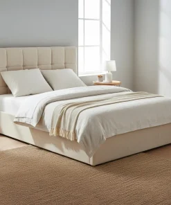 Pack Lit-coffre Luftani + Matelas Bedream 140x190cm Velours Beige
