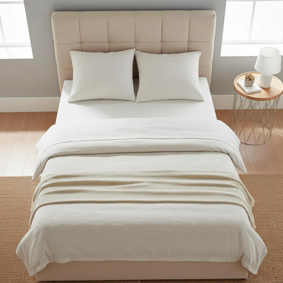 Pack Lit-coffre Luftani + Matelas Bedream 140x190cm Velours Beige