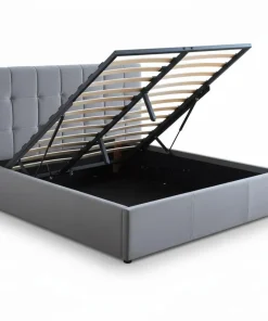 Pack Lit-coffre Luftani + Matelas Bedream 160x200cm Velours Argent