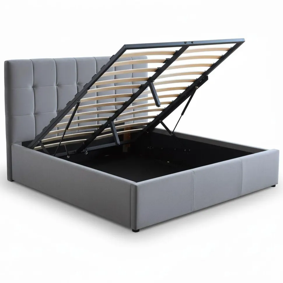 Pack Lit-coffre Luftani + Matelas Bedream 160x200cm Velours Argent