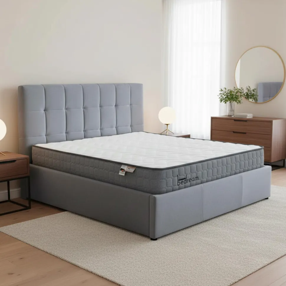 Pack Lit-coffre Luftani + Matelas Bedream 160x200cm Velours Argent