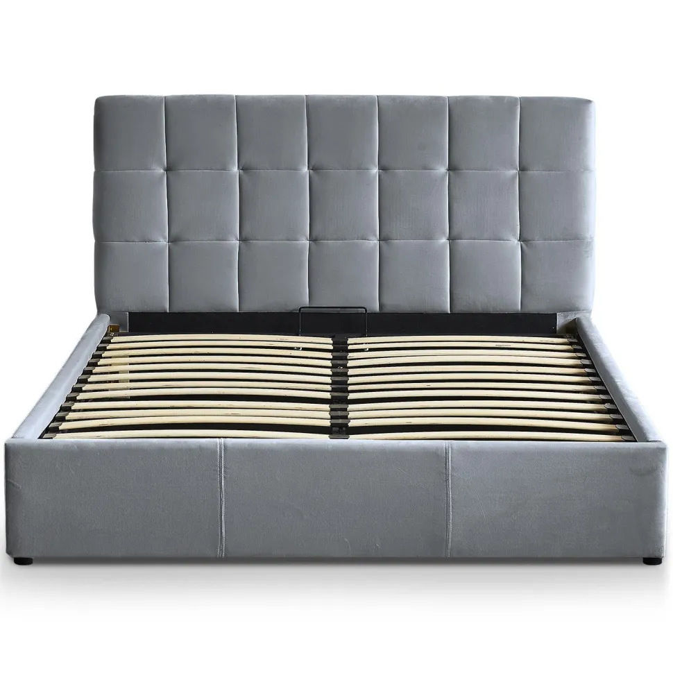 Pack Lit-coffre Luftani + Matelas Bedream 160x200cm Velours Argent