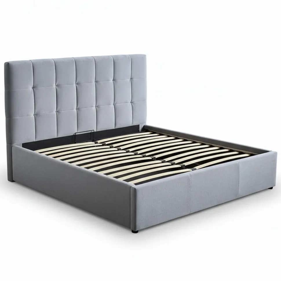 Pack Lit-coffre Luftani + Matelas Bedream 160x200cm Velours Argent
