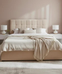 Pack Lit-coffre Luftani + Matelas Bedream 160x200cm Velours Beige