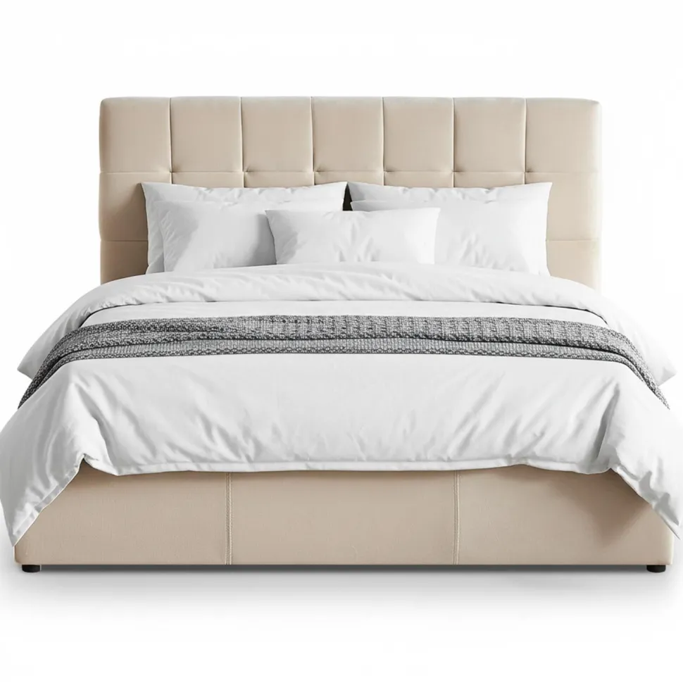 Pack Lit-coffre Luftani + Matelas Bedream 160x200cm Velours Beige