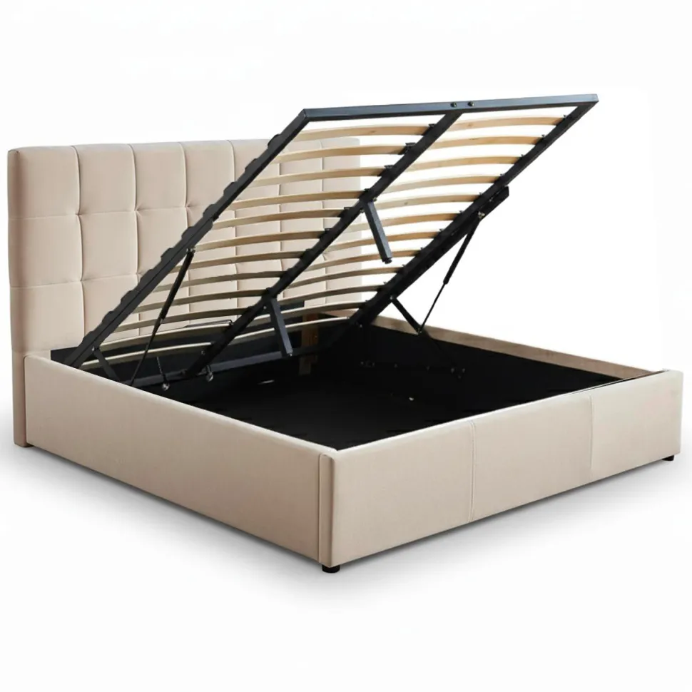 Pack Lit-coffre Luftani + Matelas Bedream 160x200cm Velours Beige