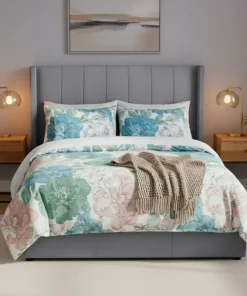 Pack Lit-coffre Magorial + Matelas Bedream 160x200cm Velours Gris