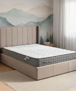 Pack Lit-coffre Magorial + Matelas Bedream 160x200cm Velours Taupe