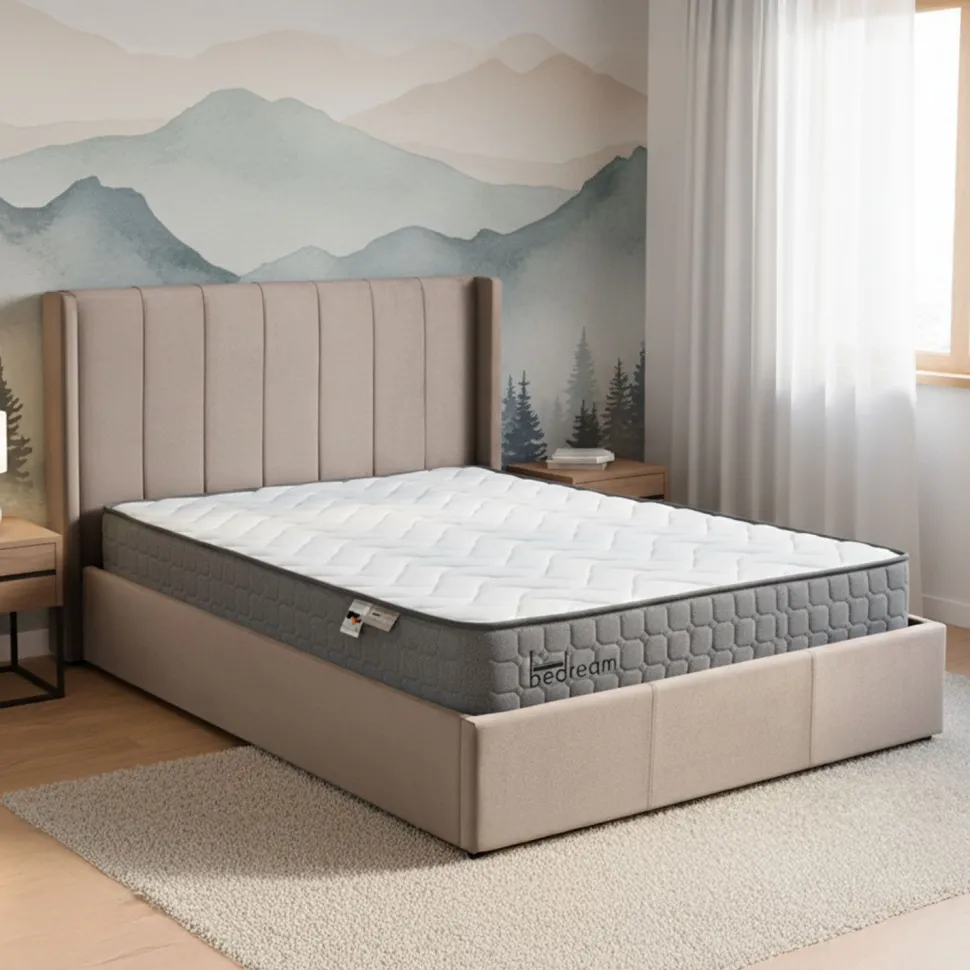 Pack Lit-coffre Magorial + Matelas Bedream 160x200cm Velours Taupe
