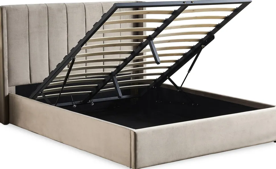 Pack Lit-coffre Magorial + Matelas Bedream 160x200cm Velours Taupe