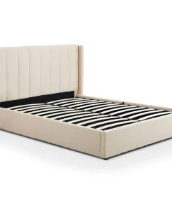 Pack Lit-coffre Magorial + Matelas Bedream 180x200cm Tissu bouclette Crème