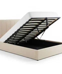 Pack Lit-coffre Magorial + Matelas Bedream 180x200cm Tissu bouclette Crème
