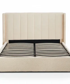 Pack Lit-coffre Magorial + Matelas Bedream 180x200cm Tissu bouclette Crème
