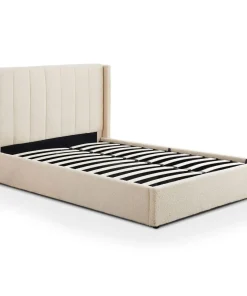 Pack Lit-coffre Magorial + Matelas Bedream 160x200cm Tissu bouclette Crème