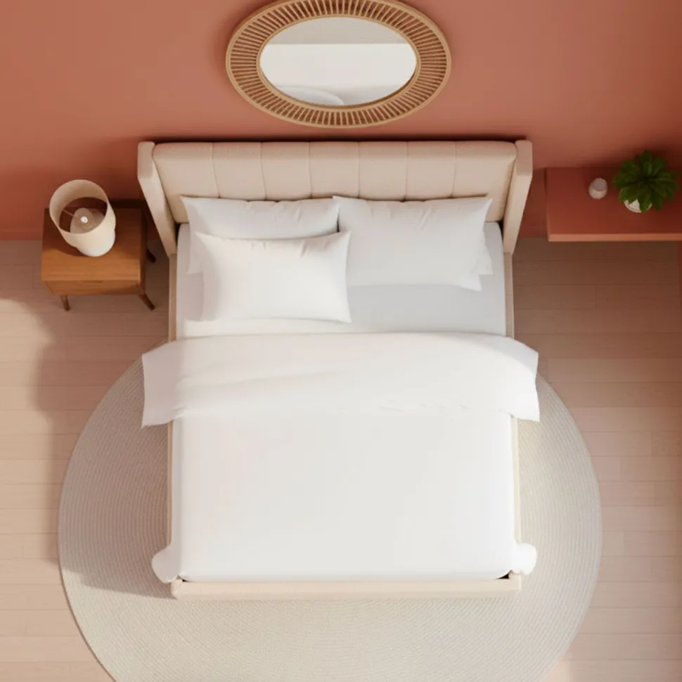 Pack Lit-coffre Magorial + Matelas Bedream 160x200cm Tissu bouclette Crème