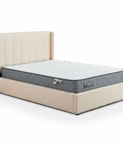 Pack Lit-coffre Magorial + Matelas Bedream 160x200cm Tissu bouclette Crème