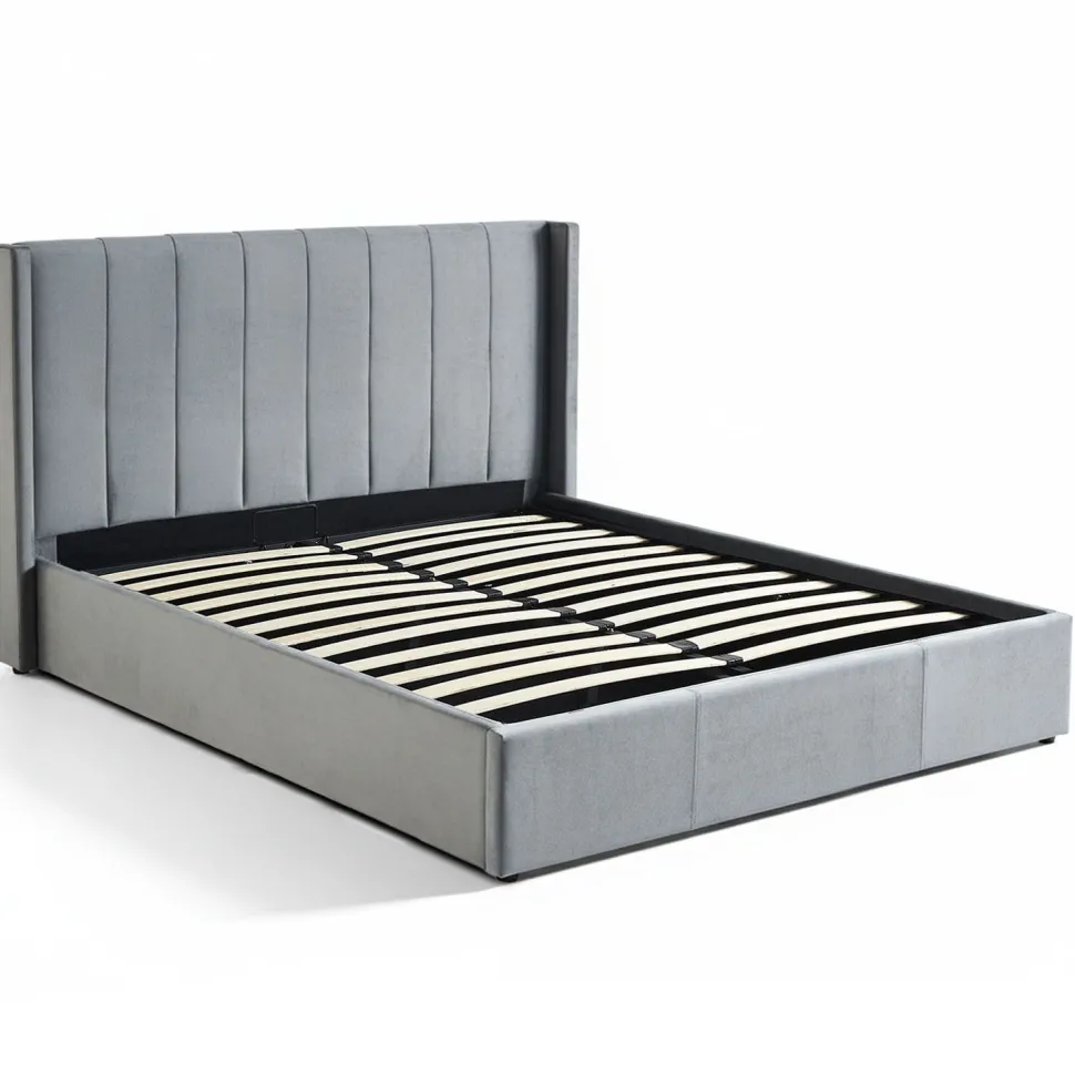 Pack Lit-coffre Magorial + Matelas Bedream 180x200cm Velours Gris