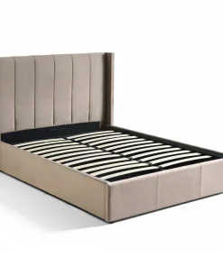 Pack Lit-coffre Magorial + Matelas Bedream 140x190cm Velours Taupe