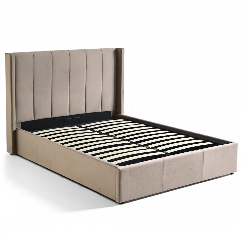 Pack Lit-coffre Magorial + Matelas Bedream 140x190cm Velours Taupe