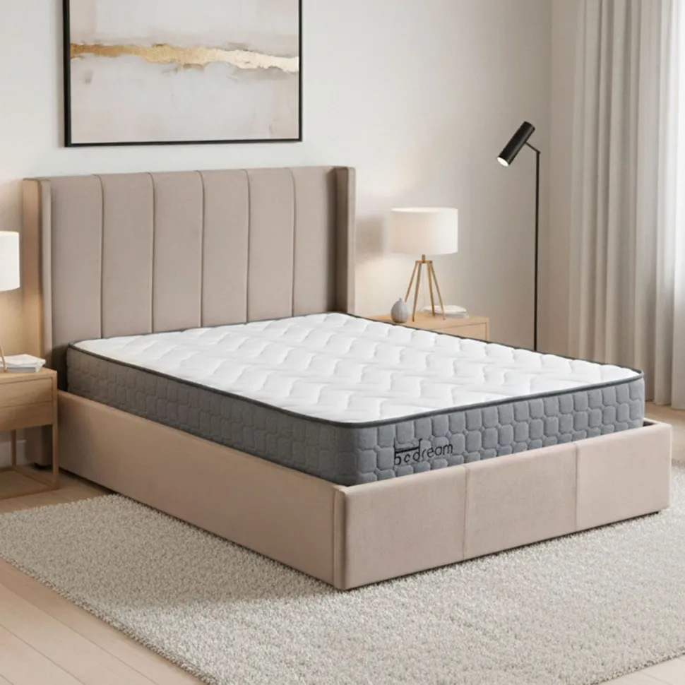 Pack Lit-coffre Magorial + Matelas Bedream 140x190cm Velours Taupe