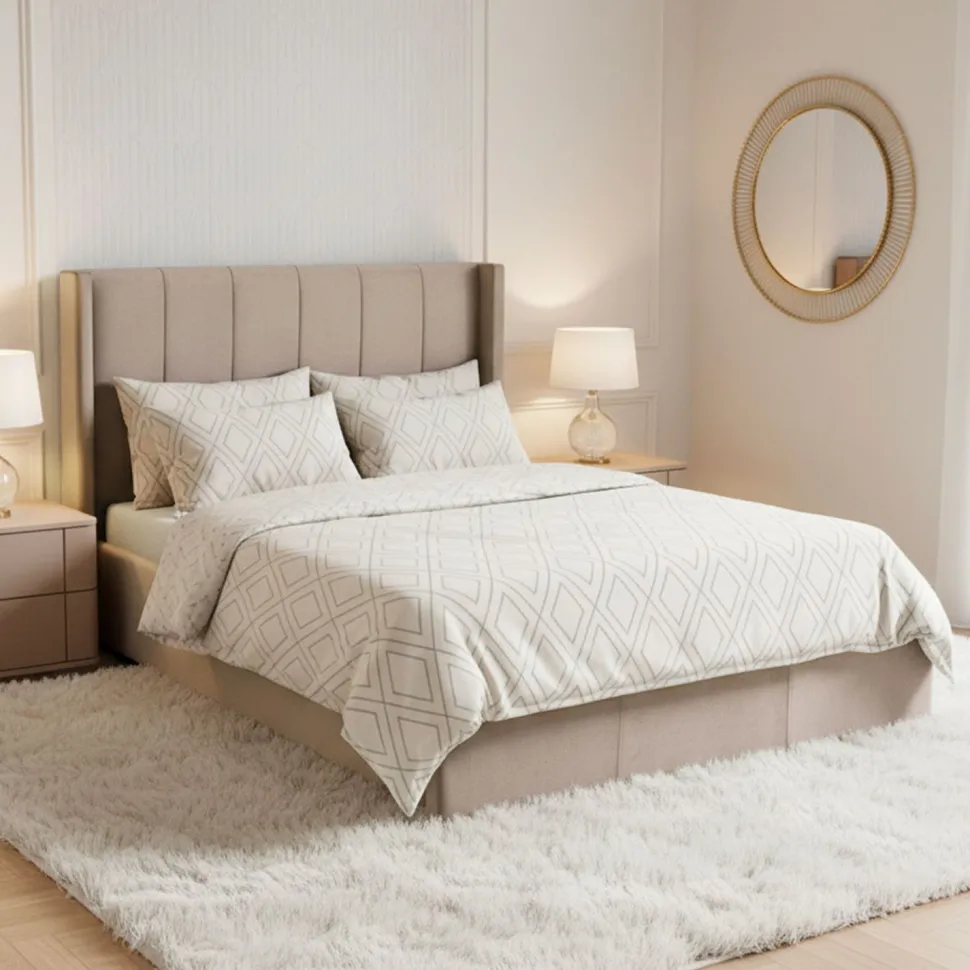 Pack Lit-coffre Magorial + Matelas Bedream 140x190cm Velours Taupe