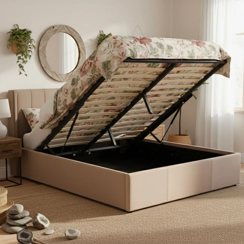 Pack Lit-coffre Magorial + Matelas Bedream 180x200cm Velours Taupe