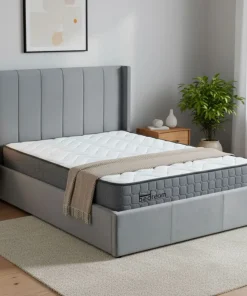 Pack Lit-coffre Magorial + Matelas Bedream 140x190cm Velours Gris