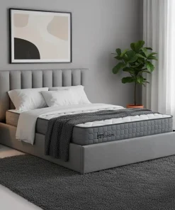 Pack Lit-coffre Songe + Matelas Bedream 160x200cm Tissu Gris