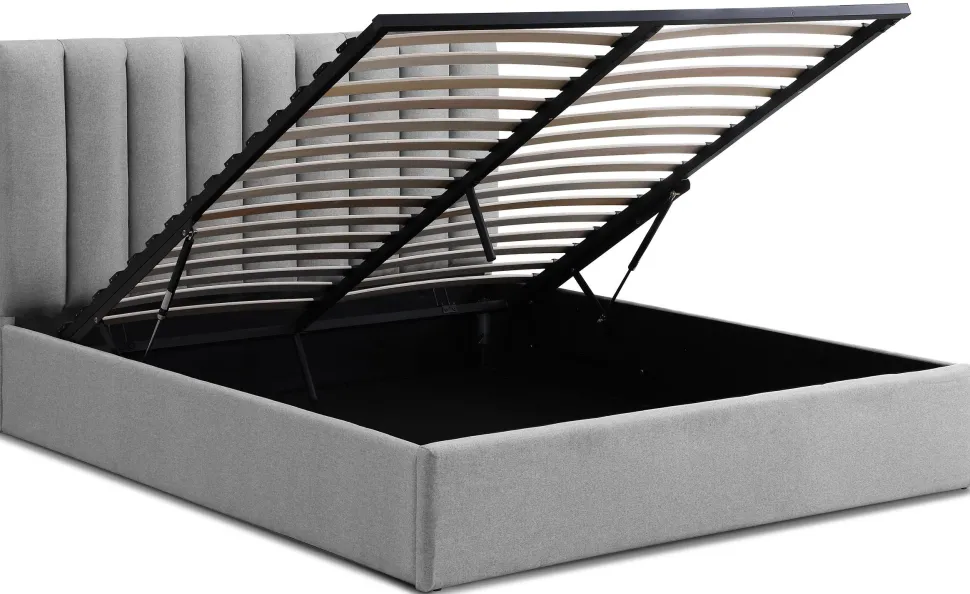 Pack Lit-coffre Songe + Matelas Bedream 160x200cm Tissu Gris