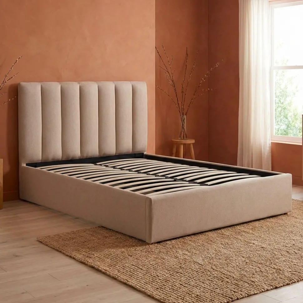 Pack Lit-coffre Songe + Matelas Bedream 140x190cm Tissu Beige