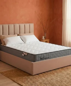 Pack Lit-coffre Songe + Matelas Bedream 140x190cm Tissu Beige