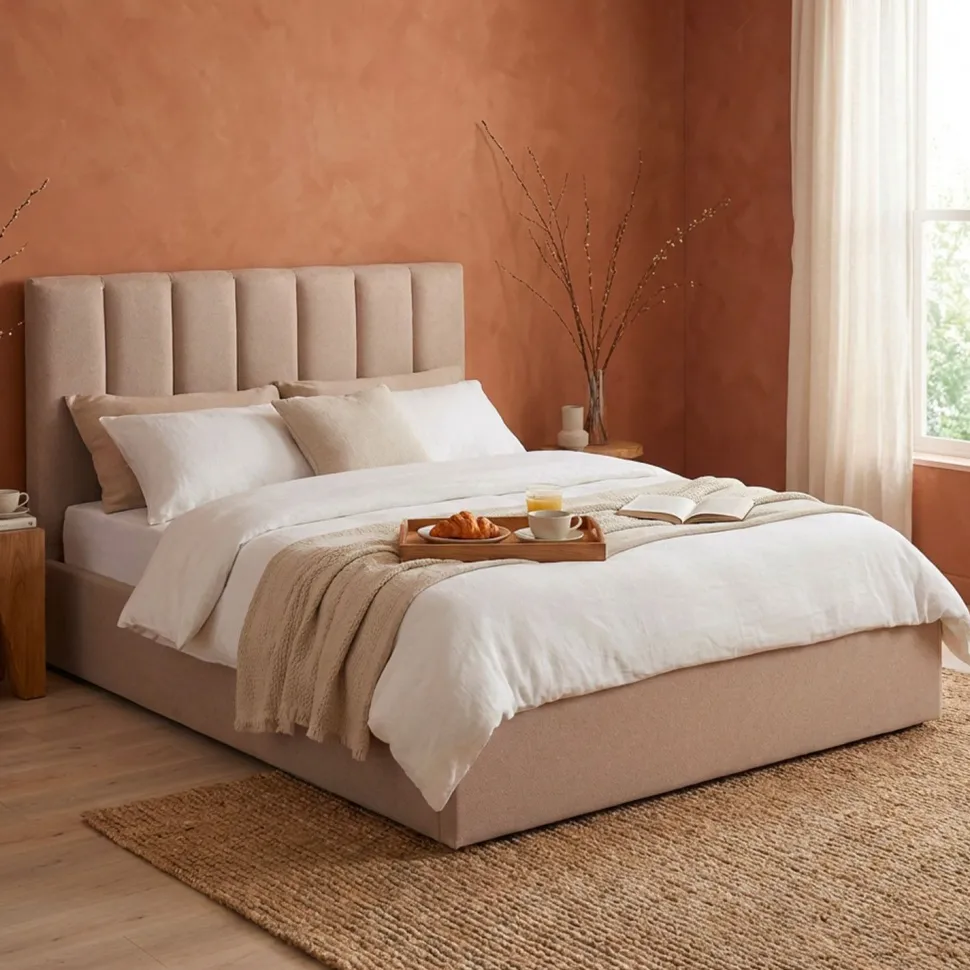 Pack Lit-coffre Songe + Matelas Bedream 140x190cm Tissu Beige