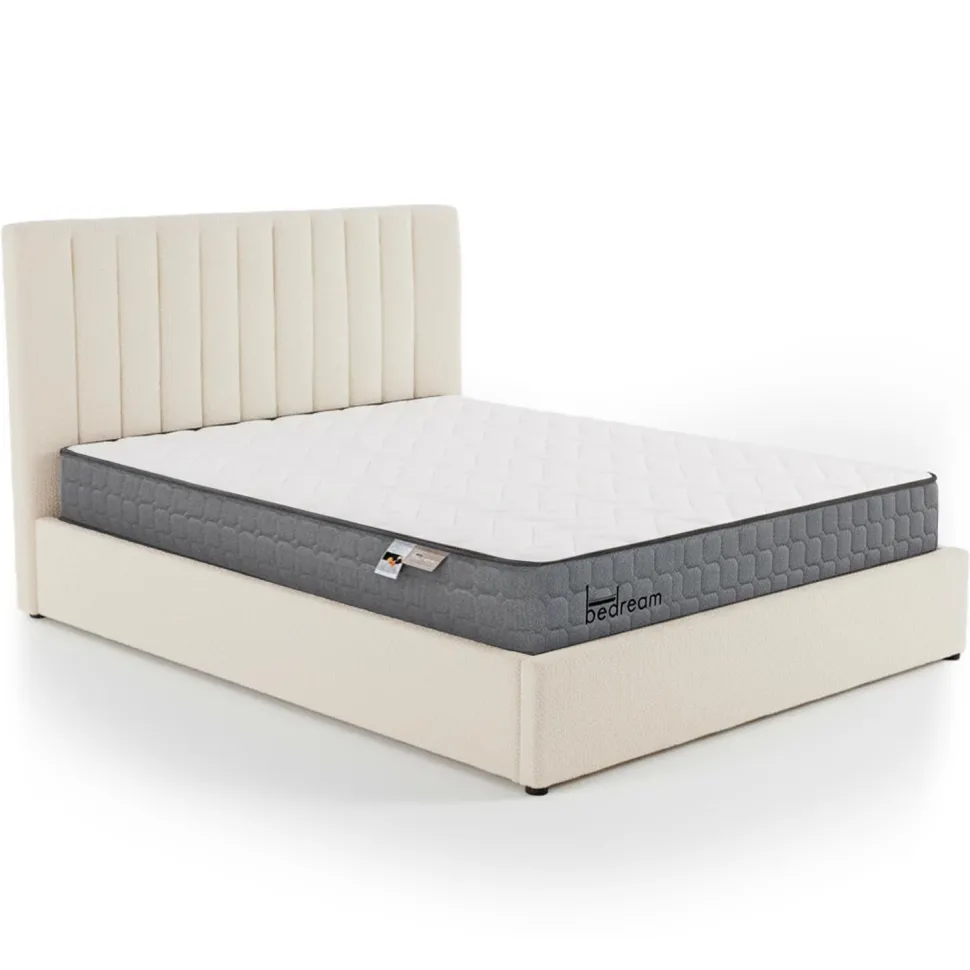 Pack Lit-coffre Songe + Matelas Bedream 180x200cm Tissu bouclette Beige