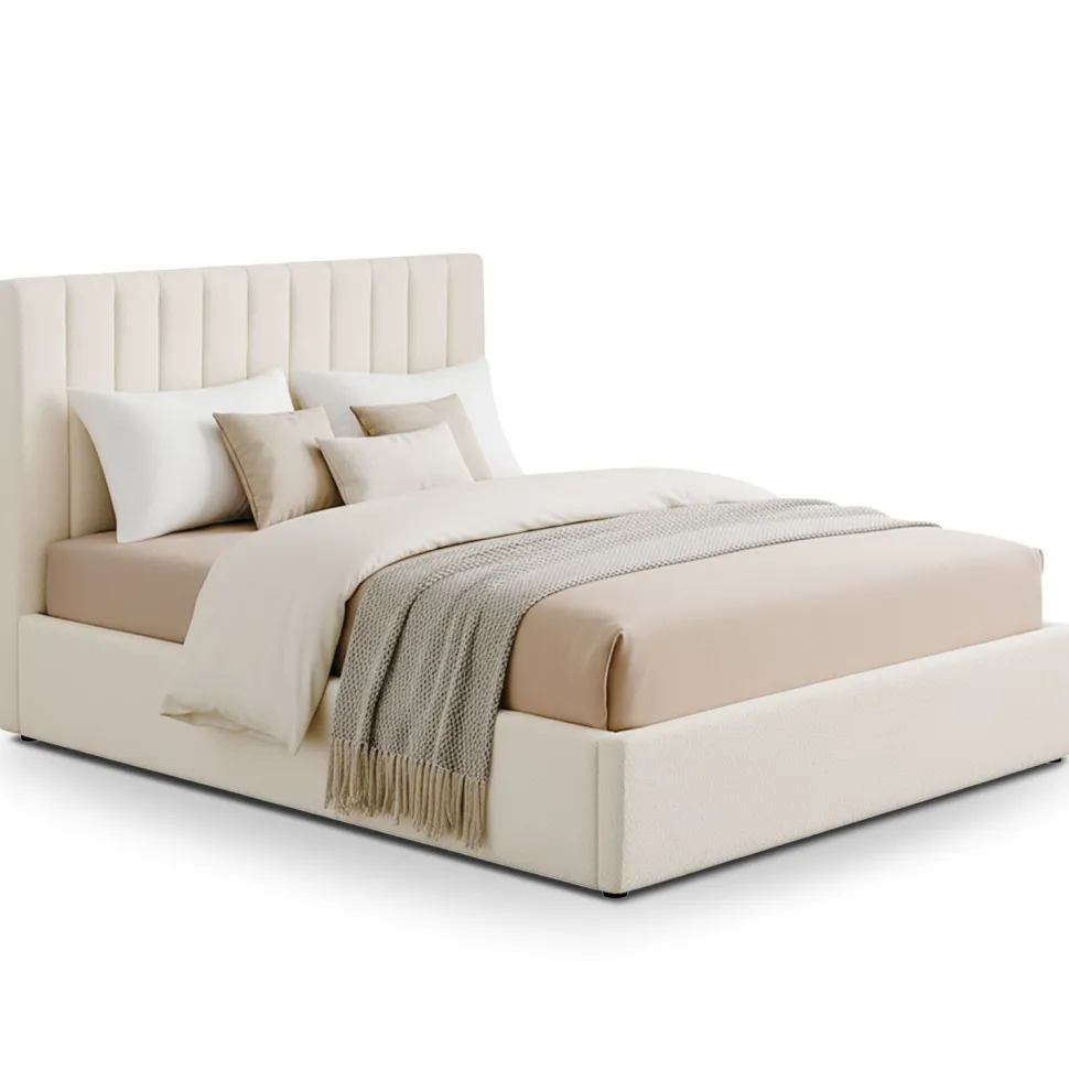 Pack Lit-coffre Songe + Matelas Bedream 180x200cm Tissu bouclette Beige