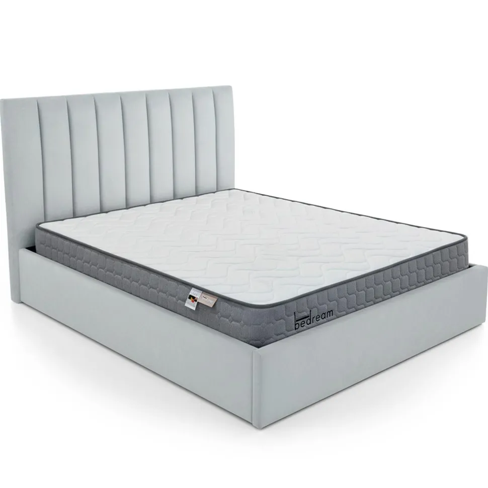 Pack Lit-coffre Songe + Matelas Bedream 160x200cm Velours Argent