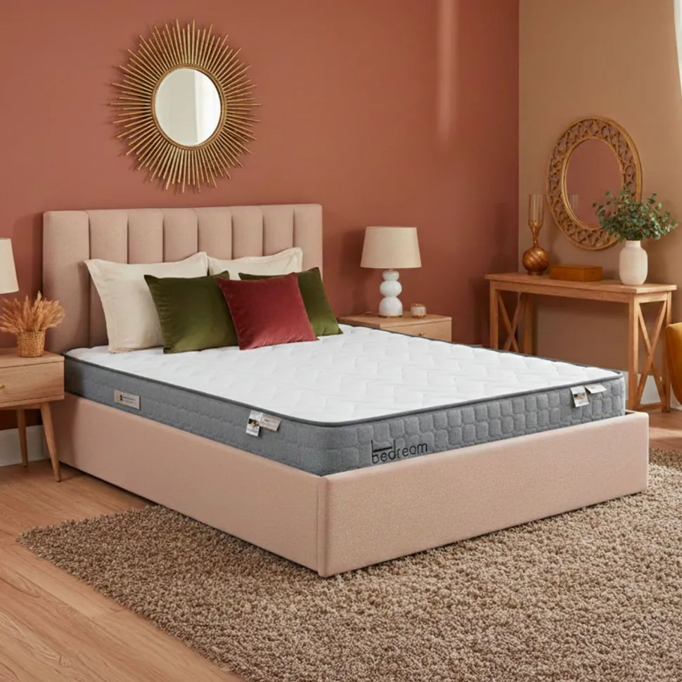 Pack Lit-coffre Songe + Matelas Bedream 160x200cm Tissu Beige