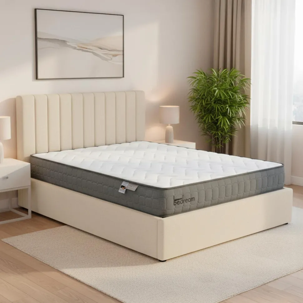 Pack Lit-coffre Songe Matelas Bedream 160x200cm Tissu bouclette Beige
