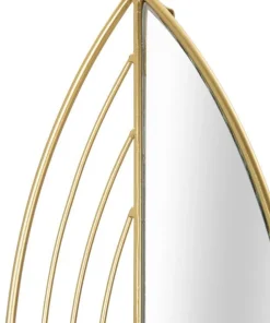 Paire de porte-bougies muraux en métal avec miroir motif feuille