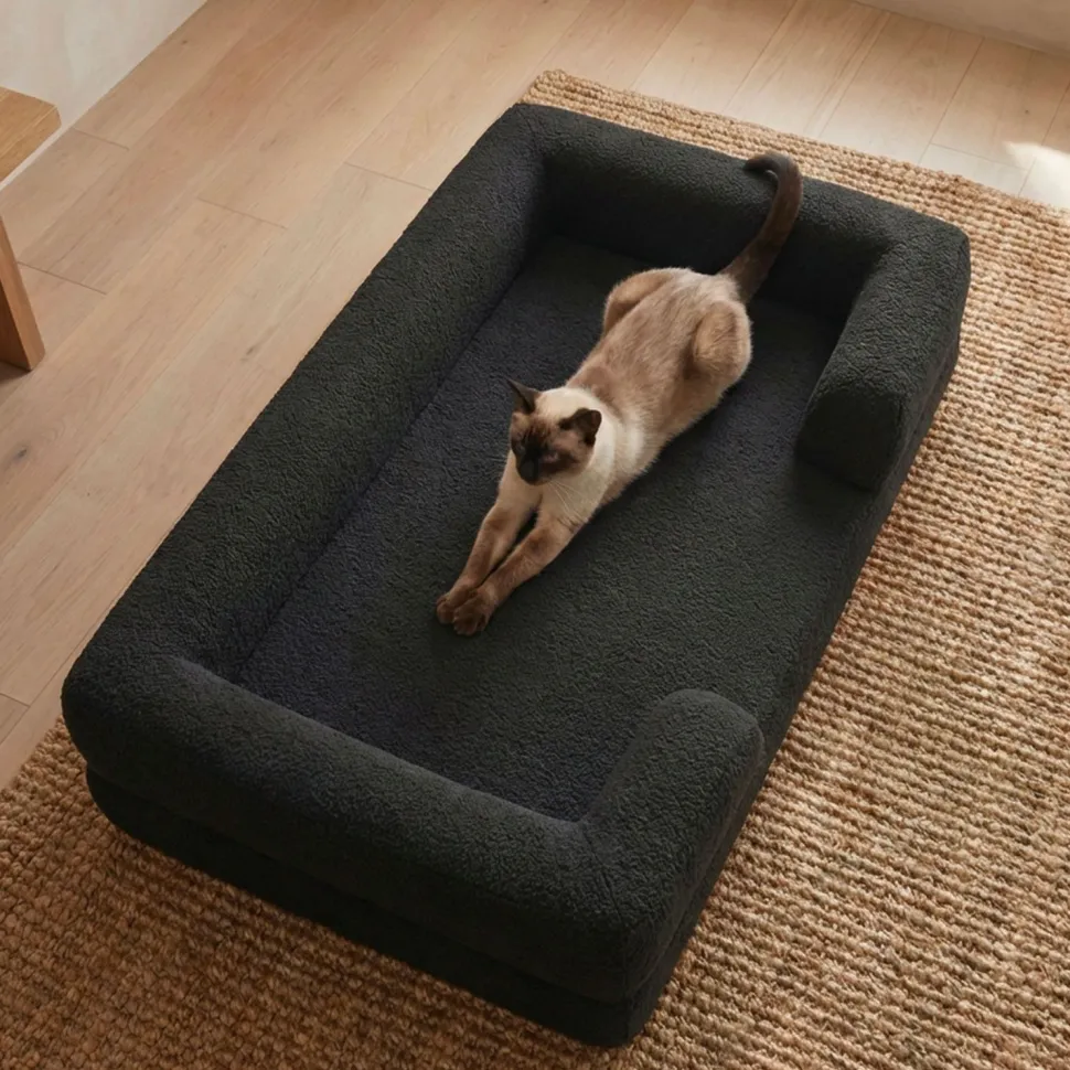 Panier pour chien et chat Chouchon 65x90cm Tissu Bouclette Noir