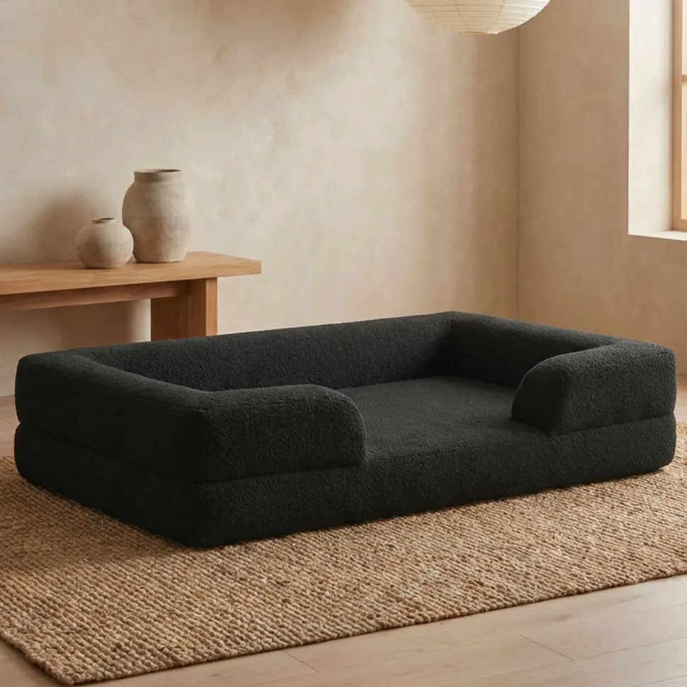Panier pour chien et chat Chouchon 65x90cm Tissu Bouclette Noir