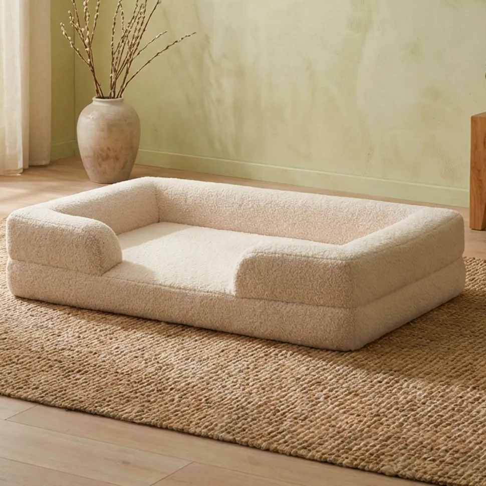 Panier pour chien et chat Chouchon 65x90cm Tissu Bouclette Crème