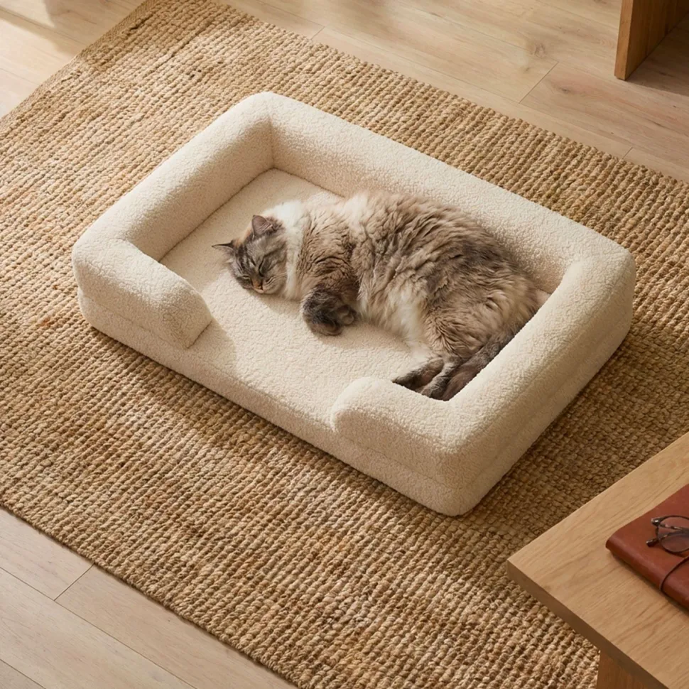 Panier pour chien et chat Chouchon 65x90cm Tissu Bouclette Crème