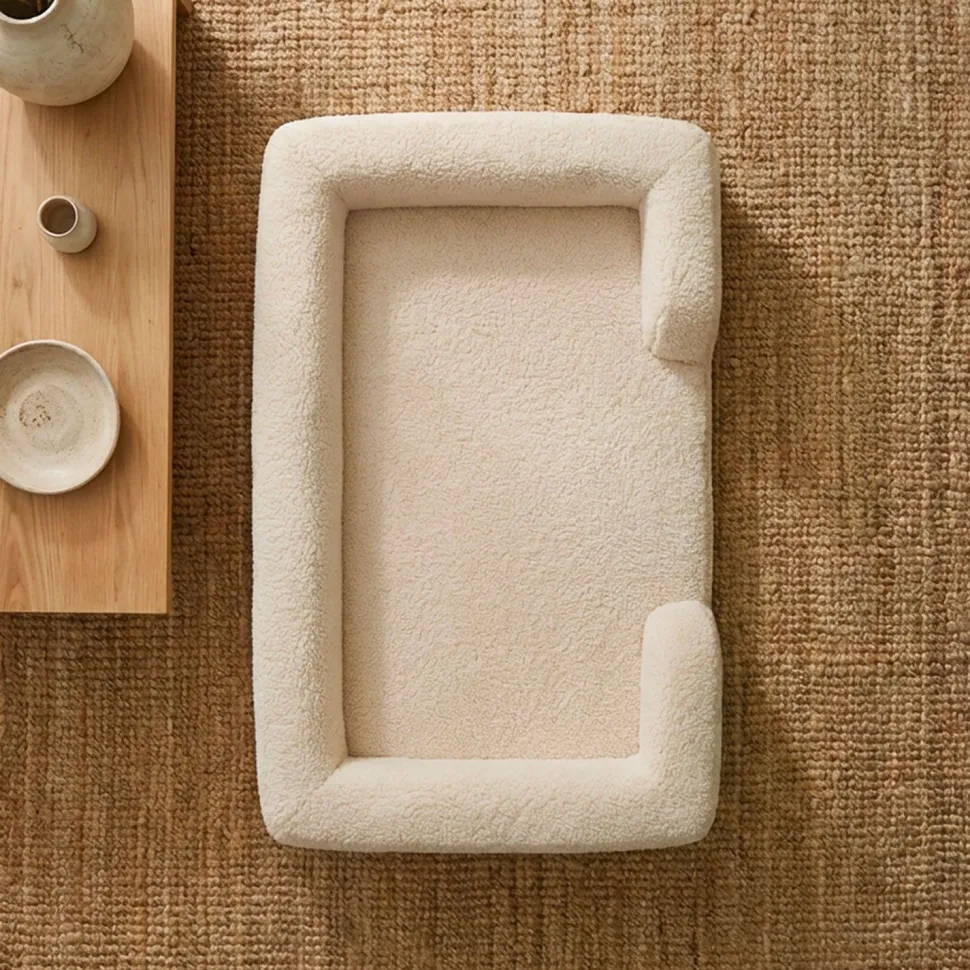 Panier pour chien et chat Chouchon 65x90cm Tissu Bouclette Crème
