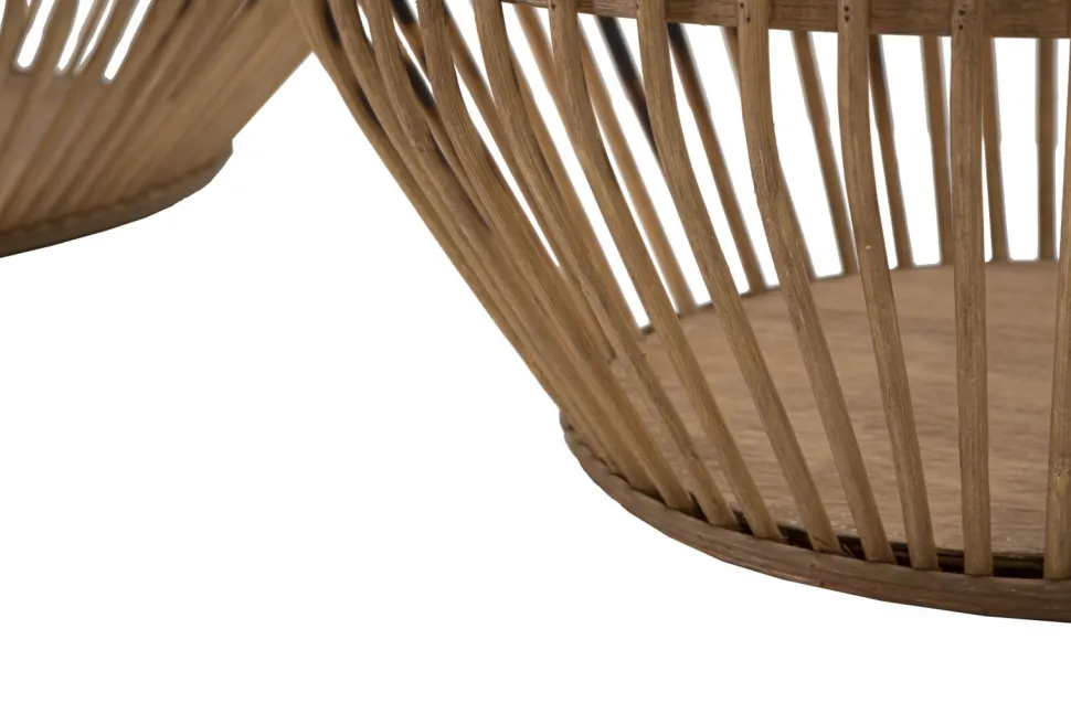 Paniers ronds en rotin marron finition tissu naturel