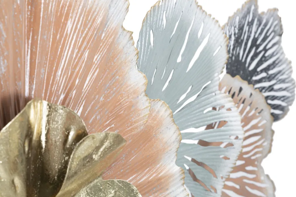 Panneau décoratif 3D fleurs et feuilles Fer Multicolore
