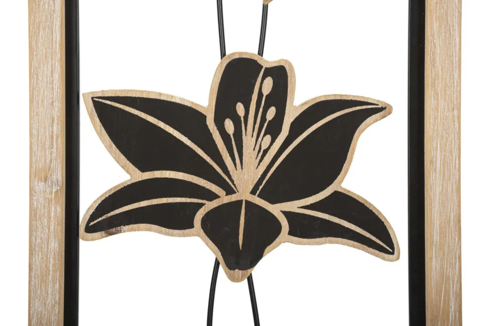 Panneau décoratif 3D Koman Métal Noir et Bois Marron
