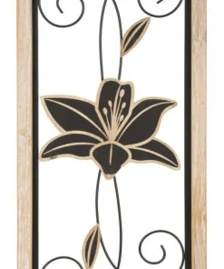 Panneau décoratif 3D Koman Métal Noir et Bois Marron