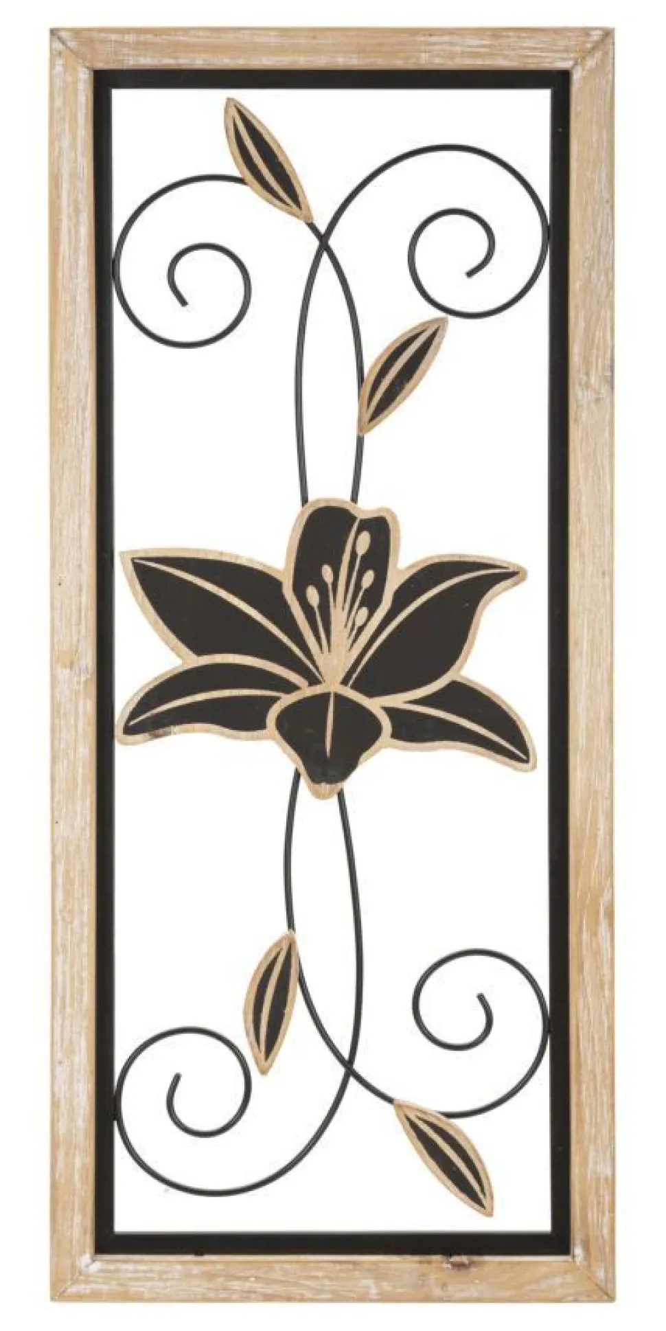 Panneau décoratif 3D Koman Métal Noir et Bois Marron