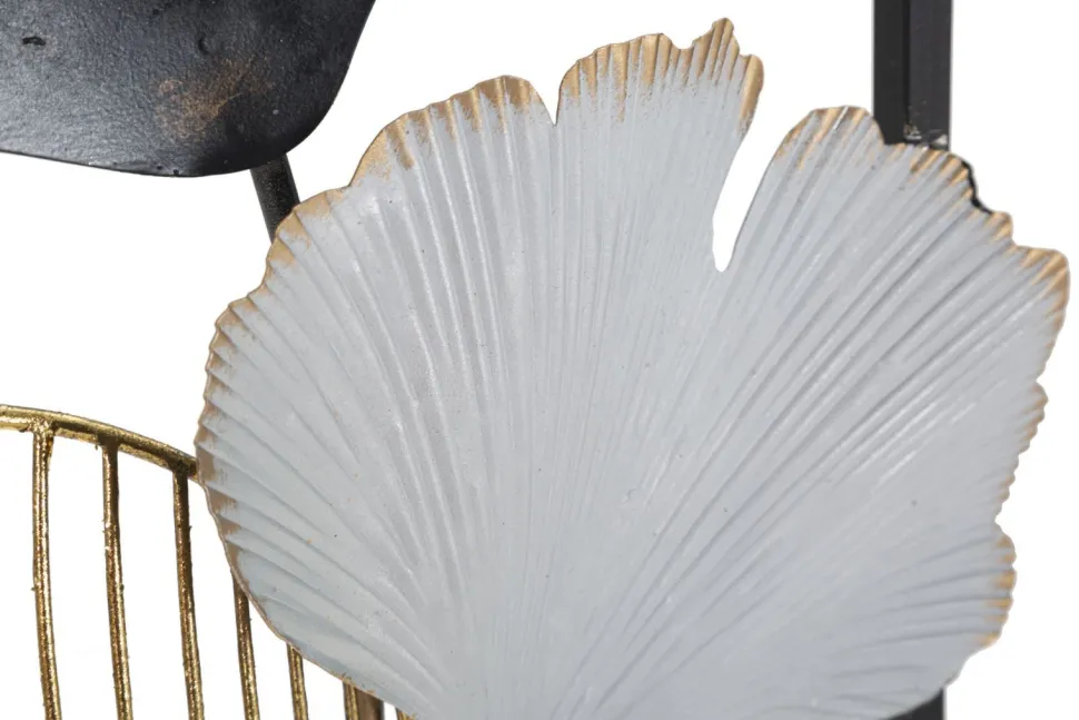 Panneau décoratif en métal motifs géométriques et floraux noir et doré